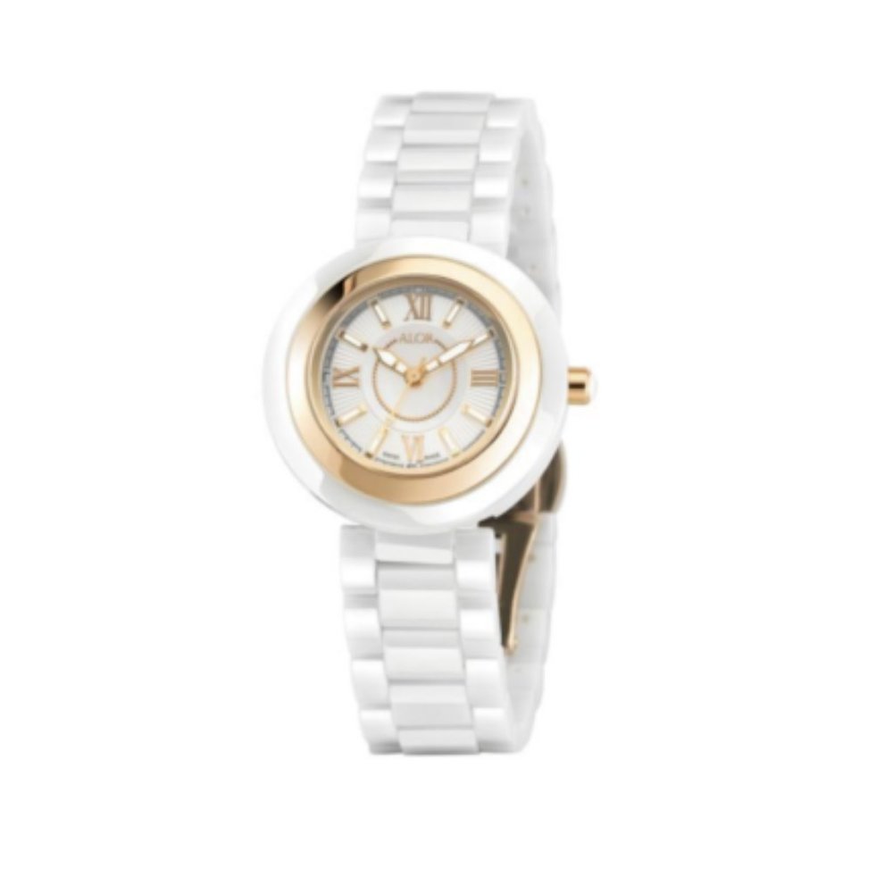 ALOR Cavo White Ceramic and Rose Gold Watch NEW
